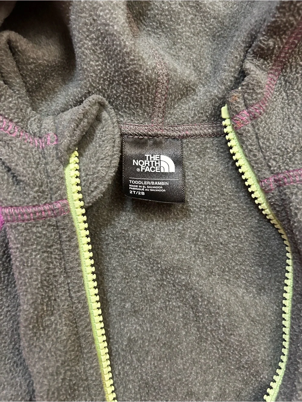 The North Face Purple & Gray Kids Hooded Fleece Jacket